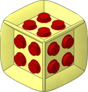 Die 6 Sided 2 x 2 x 2 with Red Centre in Rubber Frame Die 6 Sided 2 x 2 x 2 with Red Centre in Rubber Frame