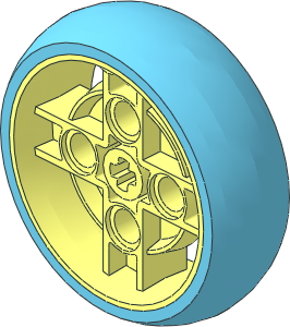 Wheel 14 x 35 with 4 Spokes with Integral Medium Azure Tyre