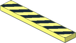 Tile  1 x  6 with Danger Stripes Black Pattern