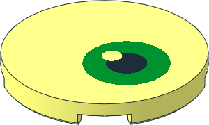 Tile  3 x  3 Round with Green Eye Pattern