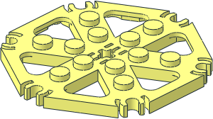 Plate  6 x  6 Hexagonal with Six Spokes and Clips (Solid Studs)