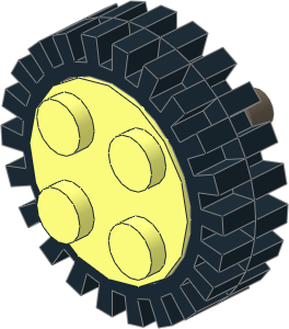 Wheel Rim 8 x 18 with 4 Studs, Cylindrical Axle with Tyre 7/ 56 x 17 Offset Tread Wheel Rim 8 x 18 with 4 Studs, Cylindrical Axle with Tyre 7/ 56 x 17 Offset Tread