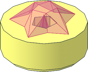 Tile  1 x  1 x  0.5 Round with Trans Dark Pink Raised Star Gem Pattern