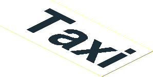 Sticker  1.1 x  2.2 with Black "Taxi" on White Background