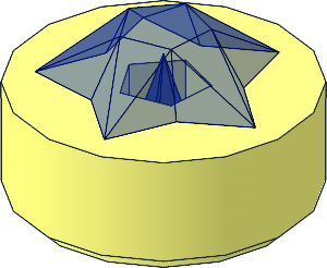 Tile  1 x  1 x  0.5 Round with Trans Dark Blue Raised Star Gem Pattern