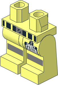 ~Minifig Hips and Legs with Belt and Reflective Stripes and 'EMMET' Badge Pattern (Obsolete) ~Minifig Hips and Legs with Belt and Reflective Stripes and 'EMMET' Badge Pattern (Obsolete)