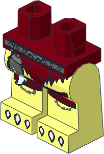 ~Minifig Hips and Legs with Dark Grey Belt, Dark Red Loincloth, White Claws, Fur Tail Pattern (Obsolete) ~Minifig Hips and Legs with Dark Grey Belt, Dark Red Loincloth, White Claws, Fur Tail Pattern (Obsolete)