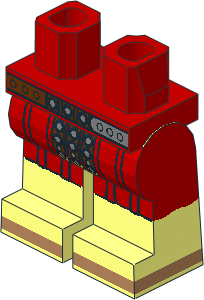 ~Minifig Hips and Legs with Red Roman Tunic and Belt Pattern (Obsolete)