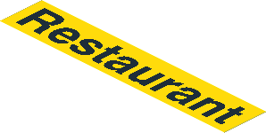Sticker  1.1 x  5.9 with Black "Restaurant" on Yellow Background