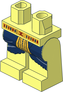 ~Minifig Hips and Legs with DarkBlue and Decorated Gold Loincloth Pattern (Obsolete)
