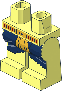 ~Minifig Hips and Legs with DarkBlue and Gold Loincloth Pattern (Obsolete)