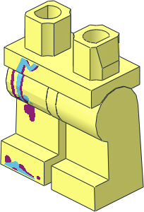 ~Minifig Hips and Legs with Medium Azure and Magenta Stripes Pattern (Obsolete)