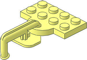Plate  2 x  4 with Hole with Train Coupling Hook without Notch with Rectangular Base Connection (Coupled Position)
