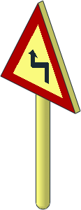 Roadsign Triangular without Base with Double Bend Left Pattern Roadsign Triangular without Base with Double Bend Left Pattern