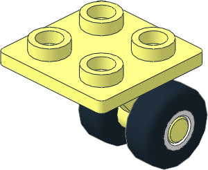 Plate  2 x  2 with Stub Axles with White Wheels with Integral Tyre