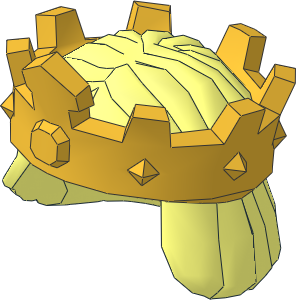 Minifig Hair Mid-Length Straight with Gold Crown Pattern