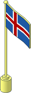 Flag on Flagpole Type 1 with Iceland Pattern
