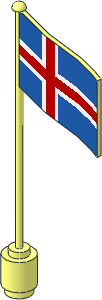 Flag on Flagpole Type 2 with Iceland Pattern