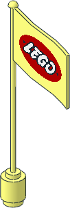 Flag on Flagpole Type 2 with Oval Lego Logo w/ Open "O" Pattern