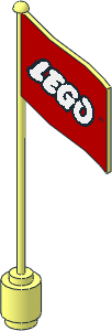 Flag on Flagpole Type 2 with Large Lego Logo with Open "O"/(R) Pattern