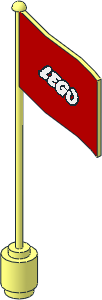 Flag on Flagpole Type 2 with Small Lego Logo with Open "O" Pattern