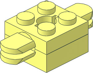 Brick  2 x  2 Arm Holder with Hole and 2 Arms (Complete)