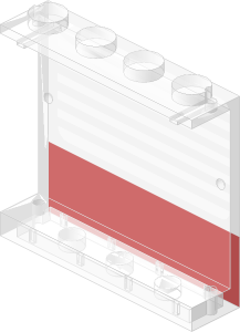 ~_Panel  1 x  4 x  3 with Red Bar and White Grille Pattern (Obsolete)