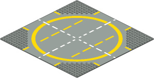 ~_Baseplate 32 x 32 Road 9-Stud Landing Pad with Yellow Circle (Obsolete)