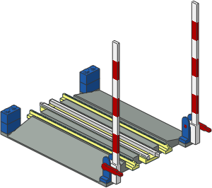 Train Track 12V Tapered Straight with Blue/Red/White Level Crossing Gate Type 1 (Open) Train Track 12V Tapered Straight with Blue/Red/White Level Crossing Gate Type 1 (Open)