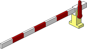 Train Level Crossing Gate Type 1 - Base with White/Red Crossbar Left Closed (Complete)