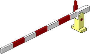 Train Level Crossing Gate Type 1 - Base with White/Red Crossbar Right Closed (Complete) Train Level Crossing Gate Type 1 - Base with White/Red Crossbar Right Closed (Complete)