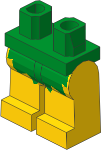 ~_Minifig Hips and Legs w/ Grass Skirt Pattern (Complete) Yellow (Obsolete)