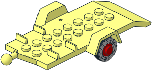 Trailer for Legoland Car with Red Wheel Hubs (Complete) with Tyres 4/ 80 x 8 Single Smooth Type 1 Trailer for Legoland Car with Red Wheel Hubs (Complete) with Tyres 4/ 80 x 8 Single Smooth Type 1