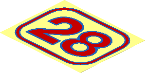 Sticker 4.8 x 6.0 with Red and Blue "28" on Transparent Background Sticker 4.8 x 6.0 with Red and Blue "28" on Transparent Background