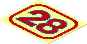 Sticker 1.2 x 1.5 with Red and Blue "28" on Transparent Background Sticker 1.2 x 1.5 with Red and Blue "28" on Transparent Background