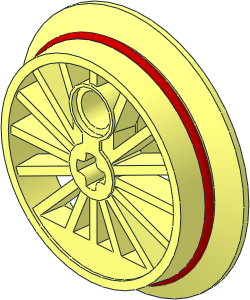 Train Wheel Large With Axle Pinhole and Red Traction Band