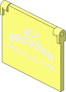 Glass for Window  1 x  4 x  3 Opening with "ACE BRICKMAN PRIVATE DETECTIVE" Pattern