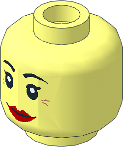 =Minifig Head with Red Lips Annoyed / Smiling 2-Sided Pattern (Hollow Stud)