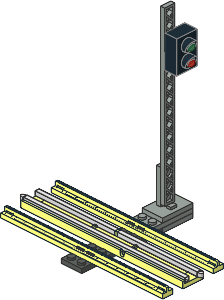 Train Track 12V Slotted Straight with Isolation and Signal Light Grey