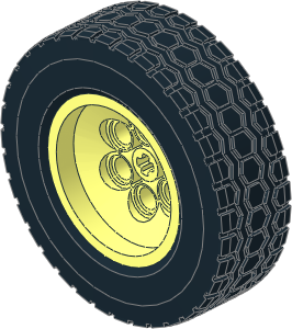 Wheel Rim 18 x 37 with 6 Pegholes and Short Axle Bush with Rubber Black Tyre 20/ 64 x 37 S