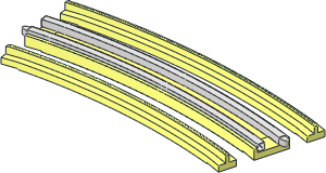 Train Track 12V Curved Tapered (Complete 1 Segment)