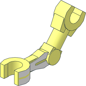 Minifig Mechanical Arm Bent with Clips at 90 Degrees with White Pattern on Left Side Minifig Mechanical Arm Bent with Clips at 90 Degrees with White Pattern on Left Side