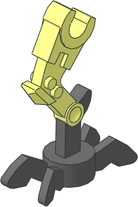 Minifig Mechanical Leg Angled with Dark Bluish Grey Foot Pattern