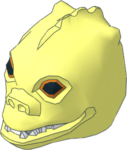 Minifig Head Trandoshan with White Teeth and Orange Eyes with Black Pupil Pattern