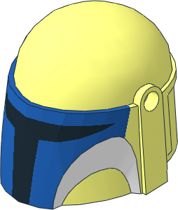 Minifig Helmet Mandalorian with Blue Visor and White Upper Cheeks Pattern