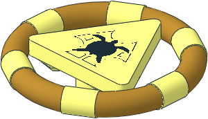 Minifig Ring with Triangle with Gold Bands and Turtle Pattern Minifig Ring with Triangle with Gold Bands and Turtle Pattern