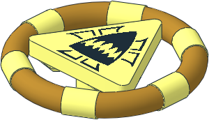 Minifig Ring with Triangle with Gold Bands and Shark Pattern