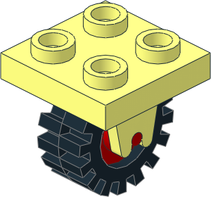 Plate 2 x 2 with 2 Wheel Clips Perpendicular with Wheel Red with Tyre 6/ 50 x 8 Offset Tread Plate 2 x 2 with 2 Wheel Clips Perpendicular with Wheel Red with Tyre 6/ 50 x 8 Offset Tread