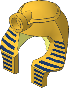 Minifig Headdress Nemes with Darkblue Stripes on Metallic Gold Pattern