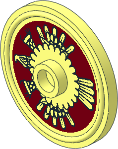 Minifig Shield Round Type 2 with Aztec Bird on Dark Red Pattern